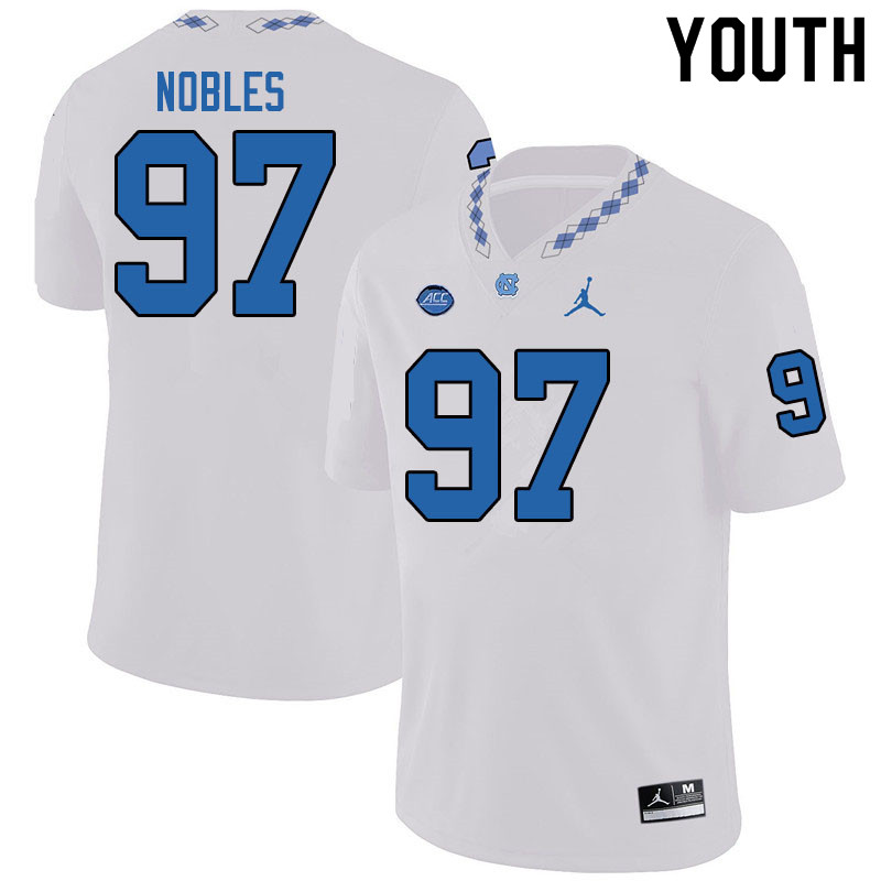 Jordan Brand Youth #97 Alex Nobles North Carolina Tar Heels College Football Jerseys Sale-White